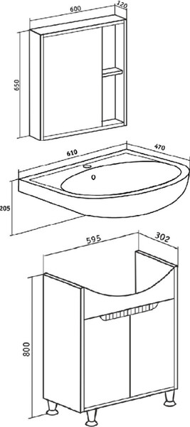 Изображение товара Тумба под умывальник Runo Эко 60 (напольная, белый/лиственница)