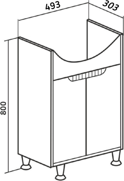 Изображение товара Тумба под умывальник Runo Эко 50 (напольная, белый/серый бетон)