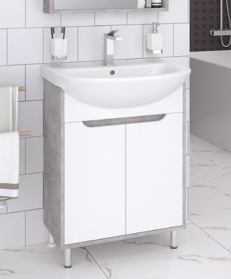 Изображение товара Тумба под умывальник Runo Эко 50 (напольная, белый/серый бетон)