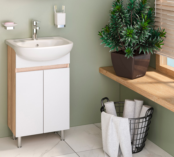 Изображение товара Тумба под умывальник Runo Лада 50 (напольная, блэквуд/белый)