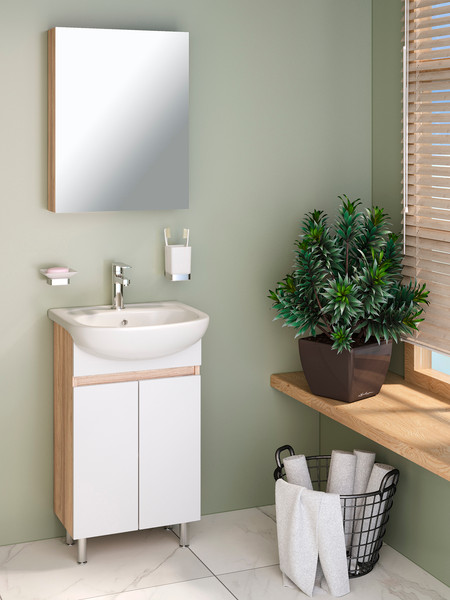 Изображение товара Тумба под умывальник Runo Лада 50 (напольная, блэквуд/белый)