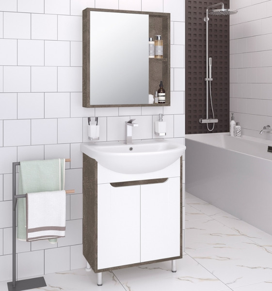 Изображение товара Тумба под умывальник Runo Эко 50 (напольная, белый/железный камень)