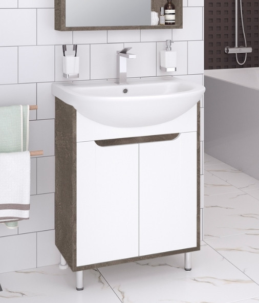 Изображение товара Тумба под умывальник Runo Эко 50 (напольная, белый/железный камень)