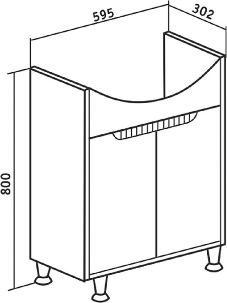 Изображение товара Тумба под умывальник Runo Эко 60 (напольная, белый/железный камень)