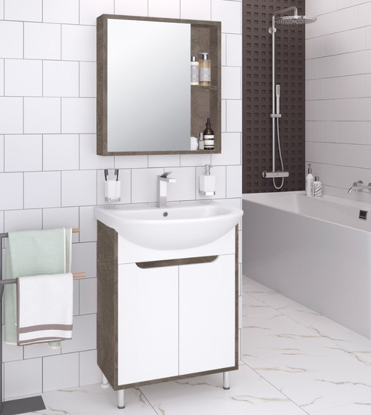 Изображение товара Тумба под умывальник Runo Эко 60 (напольная, белый/железный камень)