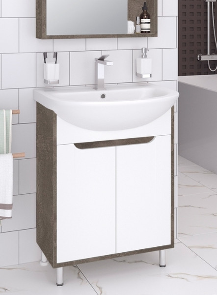 Изображение товара Тумба под умывальник Runo Эко 60 (напольная, белый/железный камень)