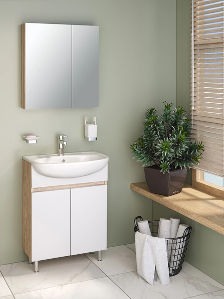 Изображение товара Тумба под умывальник Runo Лада 60 (напольная, блэквуд/белый)