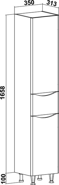 Изображение товара Шкаф-пенал для ванной Runo Афина 35 правый (напольный, белый)