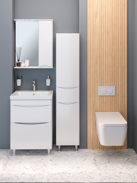 Изображение товара Шкаф-пенал для ванной Runo Афина 35 правый (напольный, белый)