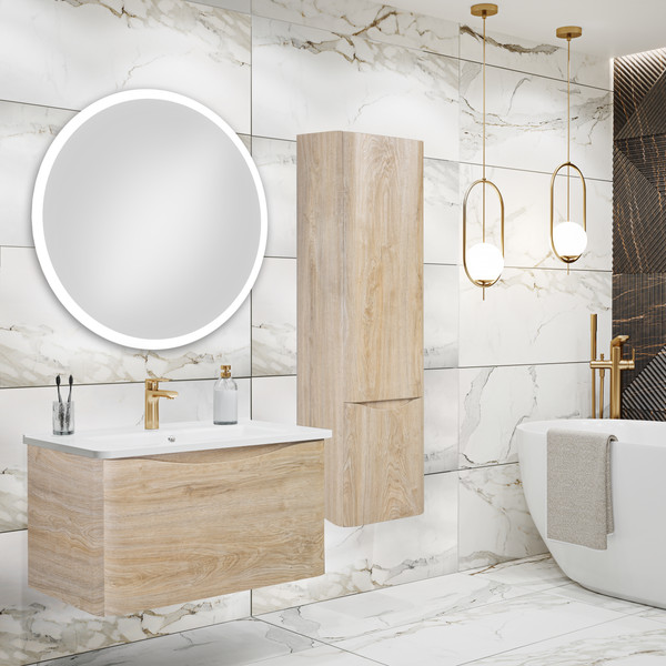 Изображение товара Шкаф-полупенал для ванной Runo Тоскана (подвесной, светлое дерево)