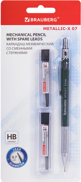 Изображение товара Механический карандаш Brauberg Metallic-X 07. С набором грифелей / 181966