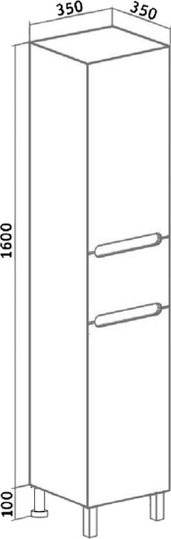 Изображение товара Шкаф-пенал для ванной Runo Парма 35 правый с корзиной (напольный/подвесной)