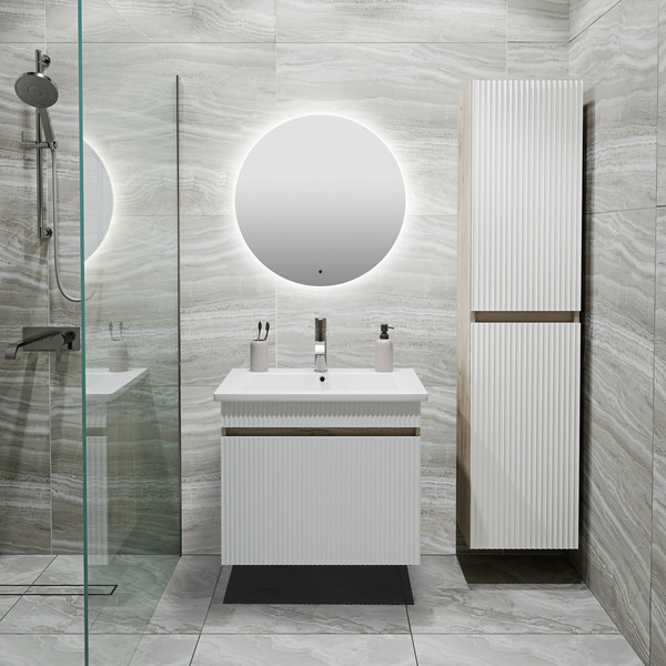 Изображение товара Шкаф-пенал для ванной Runo Модена (подвесной, крафтовый дуб)