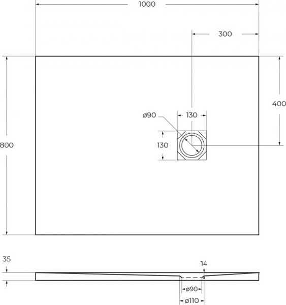 Изображение товара Душевой поддон BelBagno TRAY-MR-UNO-AH-100/80-35-W-BO