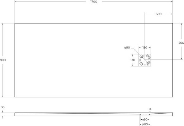 Изображение товара Душевой поддон BelBagno TRAY-MR-UNO-AH-170/80-35-W-BO