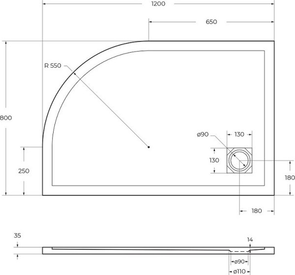 Изображение товара Душевой поддон BelBagno TRAY-MR-UNO-RH-120/80-550-35-W-L-BO