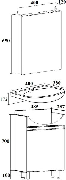 Изображение товара Тумба под умывальник Runo Лада 40 (напольная, белый)