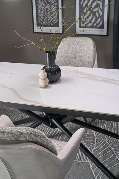 Изображение товара Обеденный стол Halmar Vitorino (белый мрамор/черный)