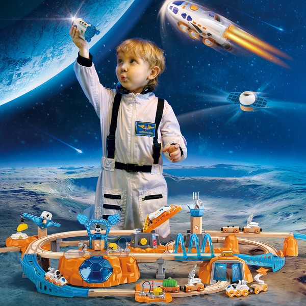 Изображение товара Железная дорога игрушечная Hape Космос Марсианская железная дорога / E3798_HP