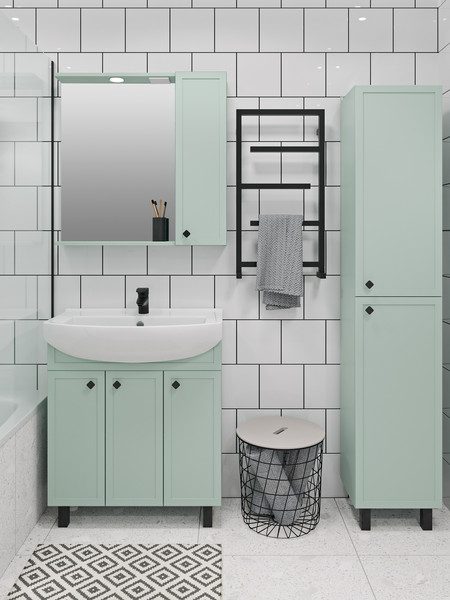 Изображение товара Шкаф-пенал для ванной Runo Римини правый (напольный, мята)