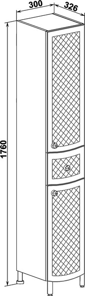 Изображение товара Шкаф-пенал для ванной Runo Милано 30 правый (напольный)