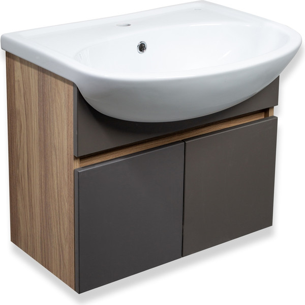 Изображение товара Тумба под умывальник Runo Лада 50 (подвесная, дуб/графит)