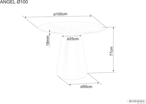 Изображение товара Обеденный стол Signal Angel 100 (дуб/черный)