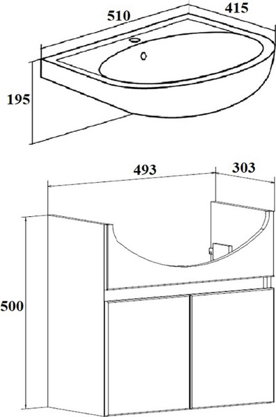 Изображение товара Тумба под умывальник Runo Лада 50 (подвесная, крафтовый дуб)