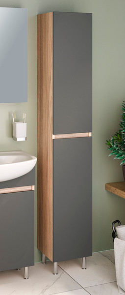 Изображение товара Шкаф-пенал для ванной Runo Лада (напольный, дуб/графит)