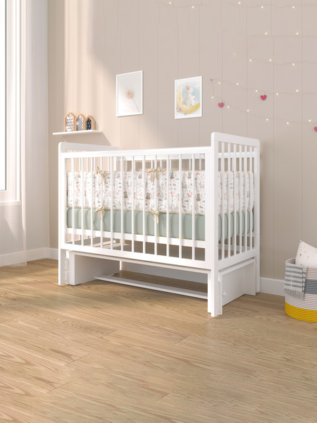 Изображение товара Детская кроватка Атон Baby Master Ariel 03 маятник ЛДСП (белая аляска)