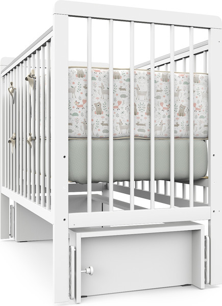 Изображение товара Детская кроватка Атон Baby Master Ariel 03 маятник ЛДСП (белая аляска)