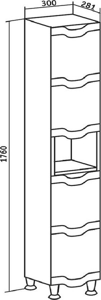 Изображение товара Шкаф-пенал для ванной Runo Стиль 30 правый с корзиной для белья (напольный)