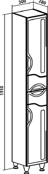 Изображение товара Шкаф-пенал для ванной Runo Толедо 30 правый (напольный)