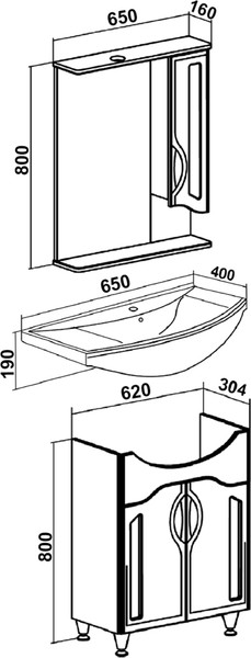 Изображение товара Тумба под умывальник Runo Толедо 65 (напольная)