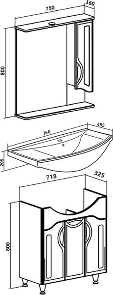 Изображение товара Тумба под умывальник Runo Толедо 75 (напольная)
