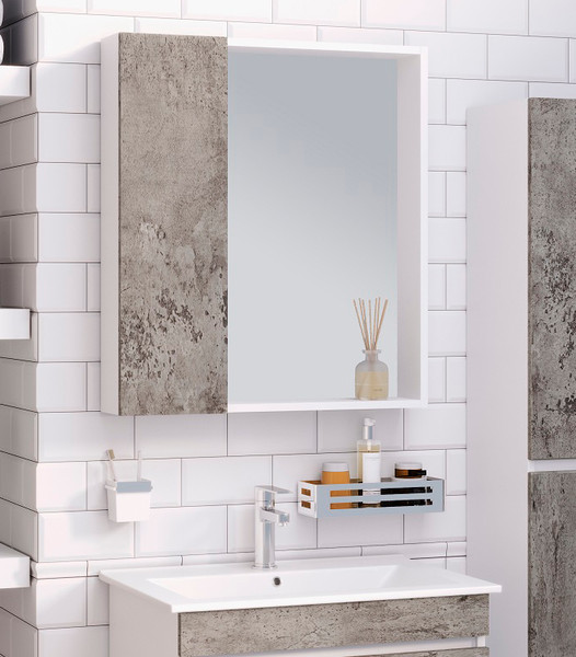 Изображение товара Шкаф с зеркалом для ванной Runo Манхэттен 65 (серый бетон)