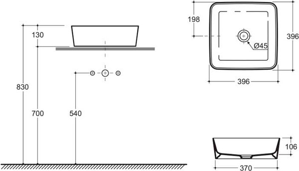 Изображение товара Умывальник Керамин Плаза 40 ФС (белый, матовый)