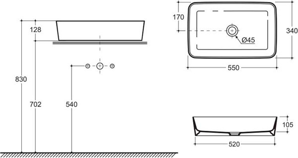 Изображение товара Умывальник Керамин Плаза 55 ФС (белый, матовый)