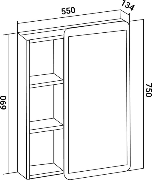 Изображение товара Шкаф с зеркалом для ванной Runo Капри 55
