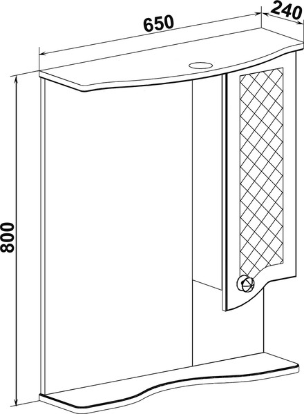 Изображение товара Шкаф с зеркалом для ванной Runo Милано 65 правый