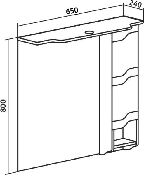 Изображение товара Шкаф с зеркалом для ванной Runo Стиль 65 правый