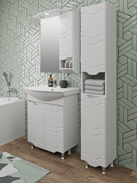 Изображение товара Шкаф с зеркалом для ванной Runo Стиль 65 правый