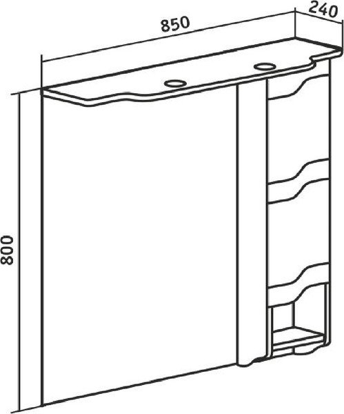 Изображение товара Шкаф с зеркалом для ванной Runo Стиль 85 правый