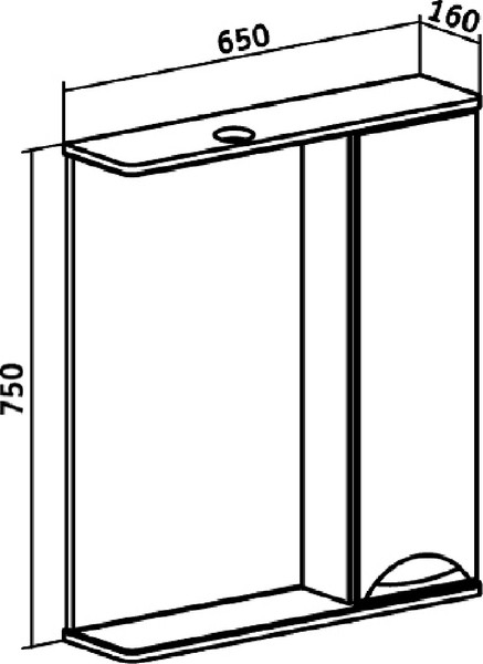 Изображение товара Шкаф с зеркалом для ванной Runo Барселона 65 правый