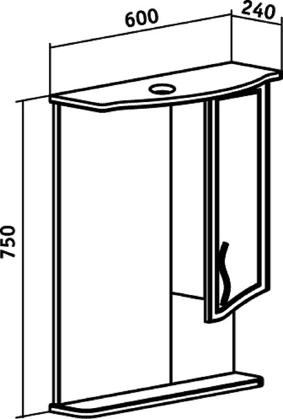 Изображение товара Шкаф с зеркалом для ванной Runo Севилья 60 правый