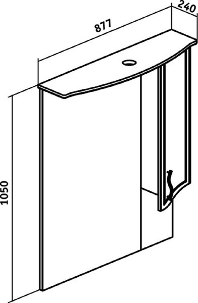 Изображение товара Шкаф с зеркалом для ванной Runo Севилья 85 правый