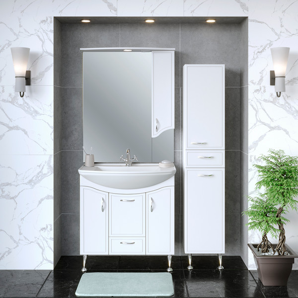 Изображение товара Шкаф с зеркалом для ванной Runo Севилья 85 правый