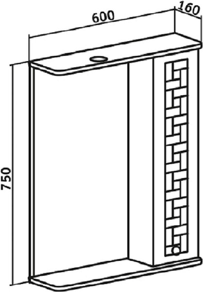 Изображение товара Шкаф с зеркалом для ванной Runo Авила 60 правый