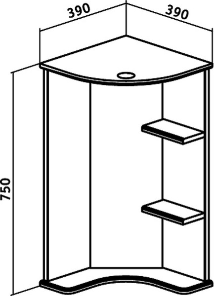 Изображение товара Шкаф с зеркалом для ванной Runo Браво 40 угловой