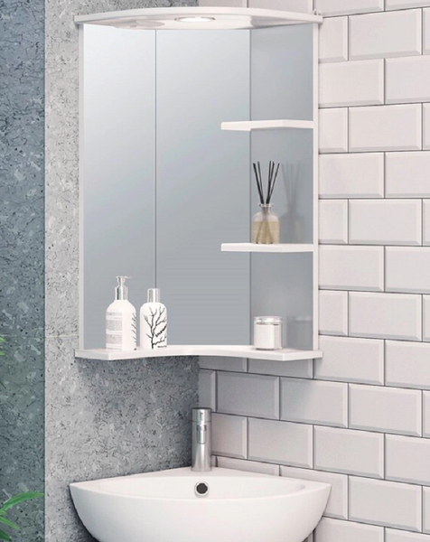 Изображение товара Шкаф с зеркалом для ванной Runo Браво 40 угловой